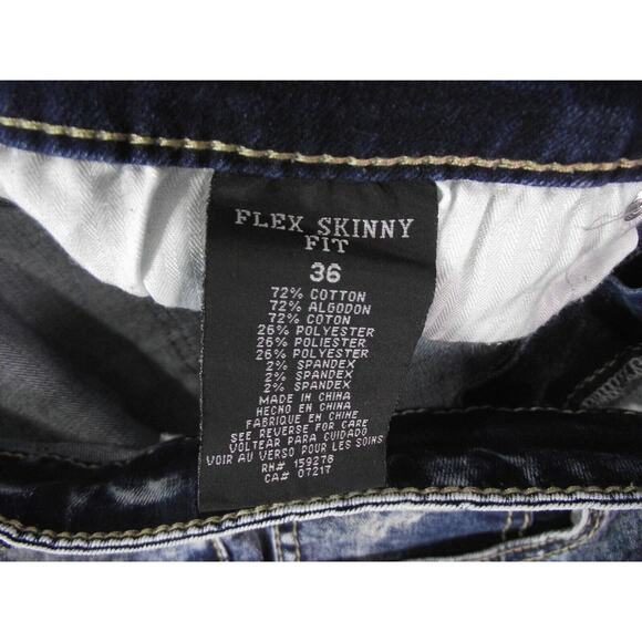 Rutherford Men's Jeans 36 x 34 blue acid wash distressed Flex skinny fit blue - Picture 11 of 11